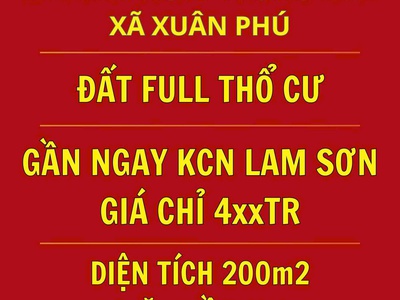Chỉ 4xx triệu sở hữu lô đất kcn lam sơn, gần sân bay 0