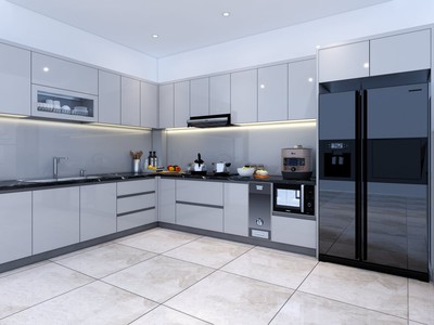 Tủ Bếp Nhựa Picomat Phủ Acrylic Bóng Gương Màu Xám 0