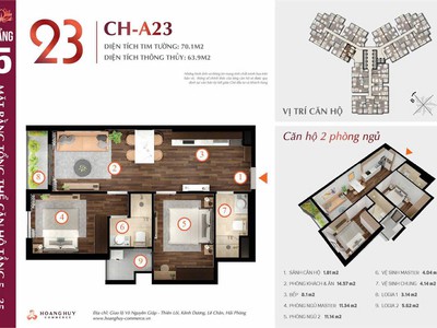 Chuyển nhượng lại căn hộ tầng 12 Hoàng Huy Commerce  toà Lotus  - 63,9m2 - 2 PN - 2,8 tỷ 14