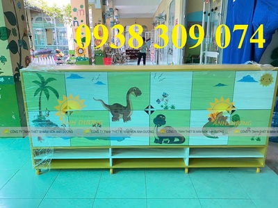 Tủ cặp mầm non, tủ gỗ cặp dép mầm non, tủ đựng balo mầm non 1