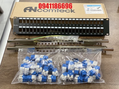 Sẵn kho patch panel 48 cổng Cat6 UTP 2U mã ACT-48S2U hàng chính hãng Ancomteck 0
