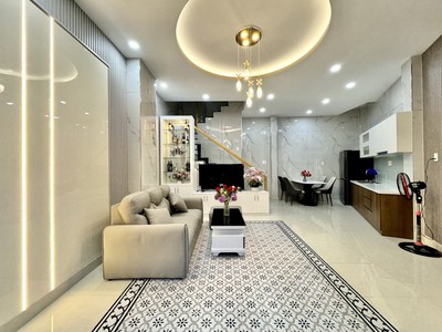 ‼ lê quang định   xe hơi vào nhà   4 tầng nở hậu - lô góc xây mới 1