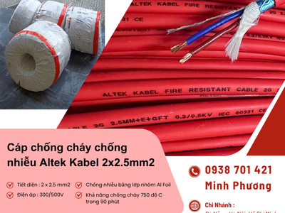 Cáp chống cháy chống nhiễu 2x2.5mm2 Altek Kabel Đà Nẵng, Bình Định, Phú Yên 0