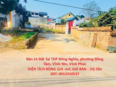 Siêu đẹp mới - giá ưu đãi- bán lô đất tại tdp đông nghĩa, phường đồng tâm, vĩnh yên, vĩnh phúc 0