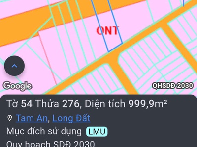 Chủ bán 3000mv 300 thổ cư , 2 mặt tiền trước sau  khu dân cư tam an hcm 2