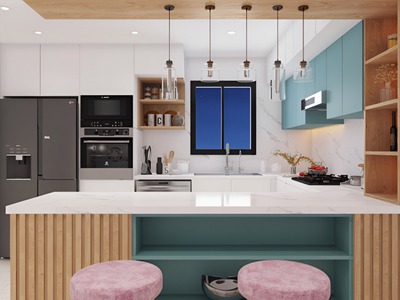 Tủ Bếp Chữ U Nhựa Picomat Cánh Phủ Acrylic An Cường 1