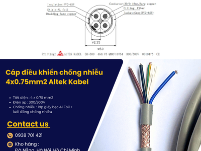 Cáp điều khiển chống nhiễu 4x0.75mm2 giao ngay Đà Nẵng, Quảng Nam, Quảng Ngãi 1