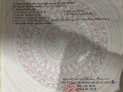 Lô góc 2 mặt tiền - phân lô a51 vĩnh niệm - 50m - đường 12m - giá 5.9 tỉ 4