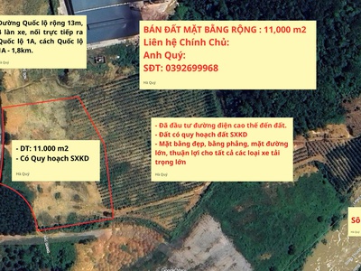 Bán lô đất mặt bằng 11.000m2   chính chủ   gần quốc lộ 1a, có quy hoạch 0
