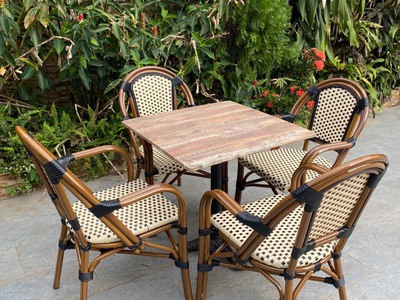 Ghế nhựa giả mây khung nhôm 1