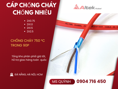 Cáp Chống Cháy Chống Nhiễu Altek Kabel 2x 0.75, 2x1.0, 2x1.5, 2x2.5 FR 1