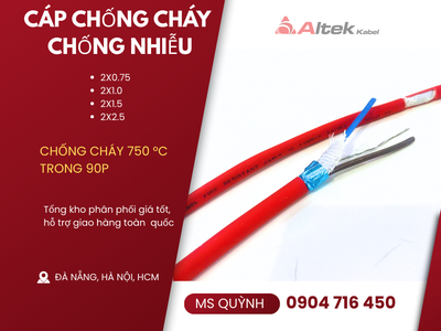 Cáp Chống Cháy Chống Nhiễu Altek Kabel 2x 0.75, 2x1.0, 2x1.5, 2x2.5 FR 0