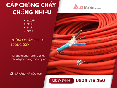 Cáp Chống Cháy Chống Nhiễu Altek Kabel 2x 0.75, 2x1.0, 2x1.5, 2x2.5 FR 2