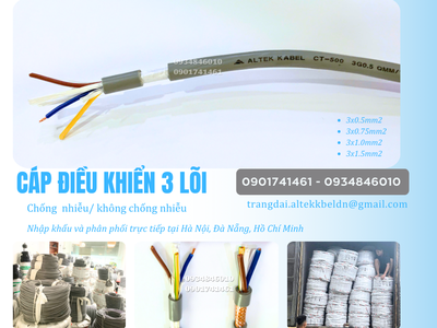 Cáp điều khiển 3x0.5, 3x0.75, 3x1.0, 3x1.5 Altek Kabel chính hãng giá xưởng 1