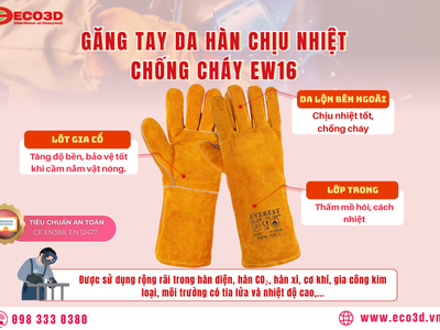  Găng tay da hàn chịu nhiệt chống cháy EW16 0