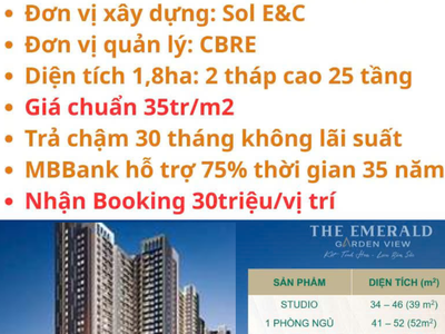 Bán chung cư The Emerald Garden View, 54m2, mặt tiền Nguyễn Chí Thanh, giá 1,85 tỷ 0