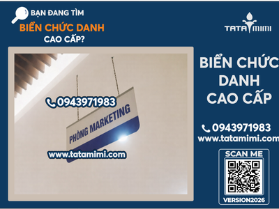 Biển phòng ban mica treo dây màu vàng 2
