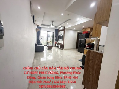 Chính chủ cần bán căn hộ chung cư hope phúc đồng, phường phúc đồng,  quận long biên, tphà nội 0
