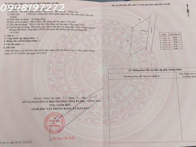 Siêu phẩm - bán lô đất siêu đẹp bàu chinh, châu đức, bà rịa vũng tàu, dt 1505m2, giá 6,2tỷ 0