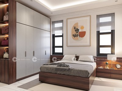 Combo Giường Tủ Gỗ Công Nghiệp MDF Màu Nâu Vân Gỗ 2