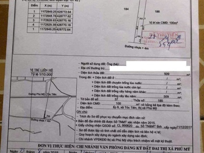 Chủ cần tiền bán lô đất ngay tóc tiên phú mỹ diện tích 509m 1