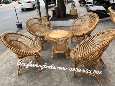 Bàn ghế mây bông sen 2