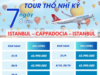 Chỉ 43.990K khám phá Thổ Nhĩ Kỳ 7N6Đ cùng Onlytour 0