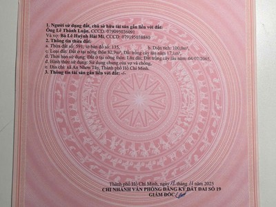 Cần bán nhanh lô đất tại xã an nhơn tây huyện củ chi thành phố hồ chí minh 1