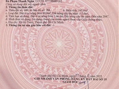 356m trong đó 200m thổ cư. ngang đầu 8,6m cuối nở hậu 9,5m giá 6.7t có thương lượng 3