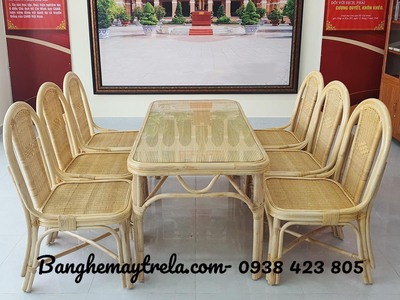 Bàn ghế ăn mây tre 0