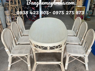 Bàn ghế ăn mây tre 4