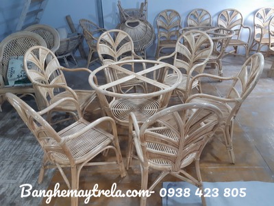 Bàn ghế ăn mây tre 2