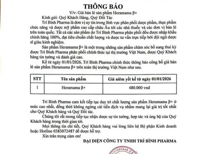 Thông báo giá bán Heramama Beta chính thức năm 2026 từ Trí Bình Pharma 0