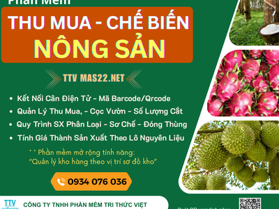 Phần mềm mua bán, sơ chế nông sản xuất khẩu TTV 0