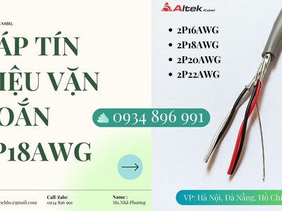 Cáp tín hiệu vặn xoắn 2 Pair 18 AWG   Phân phối Khánh Hòa, Phú Yên, Ninh Thuận 0