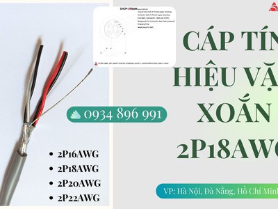 Cáp tín hiệu vặn xoắn 2 Pair 18 AWG   Phân phối Khánh Hòa, Phú Yên, Ninh Thuận 1