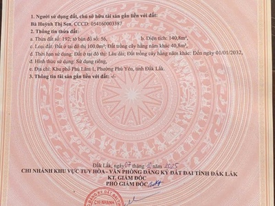 Chính chủ bán 140,8m2 đất tại trấn rến, khu phố phú lâm 1, phường phú yên, đắk lắk 3