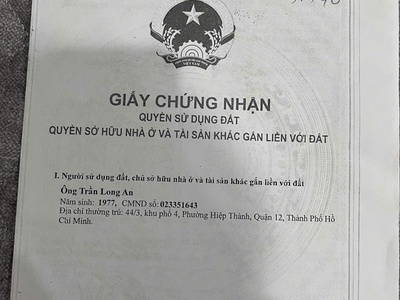 Chính chủ cần bán đất thổ cư trần thị hè, q.12 tphcm sổ hồng riêng 3