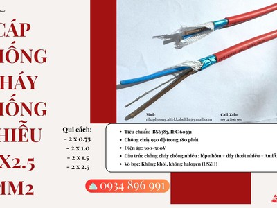 Cáp tín hiệu chống cháy chống nhiễu 2x2.5mm  hiện có sẵn tại Hà Nội, Bắc Ninh, Bắc Giang, 2