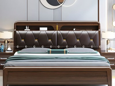 Giường Ngủ Gỗ Sồi Tự Nhiên Bọc Đầu Nệm Sang Trọng 2