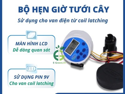 Bộ điều khiển van điện từ sử dụng Pin, hẹn giờ đóng mở van điện từ, Cài đặt đơn giản, BH 12 tháng 1