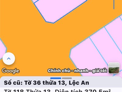 Siêu phẩm - lô góc 2 mặt tiền đường lớn to nhất nhì tái định cư lộc an, dt 370,5m2 2