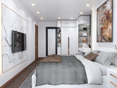 Combo Phòng Ngủ Gỗ Công Nghiệp Màu Trắng Hiện Đại 2