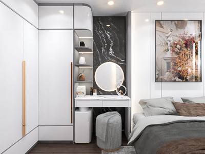 Combo Phòng Ngủ Gỗ Công Nghiệp Màu Trắng Hiện Đại 1