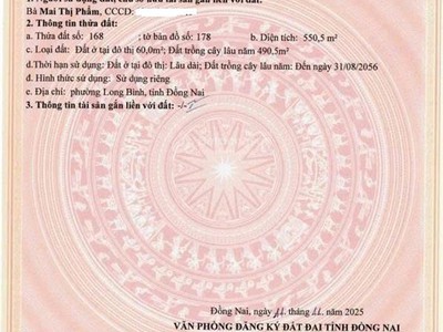 Chính chủ cần bán đất sổ riêng phường hố nai, biên hòa, đồng nai, dt 560m2, giá 5,9 tỷ 0