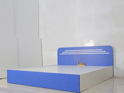 Giường Ngủ Gỗ MDF Melamine Màu Trắng Phối Xanh Bo Góc Cao Cấp 0