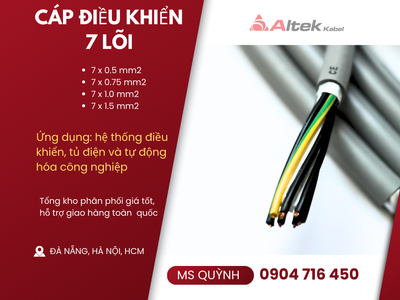 Cáp 7x0.5, 7x0.75, 7x1.0, 7x1.5 dùng cho tự động hóa, thang máy sẵn kho Đà Nẵng, Hà Nội 1