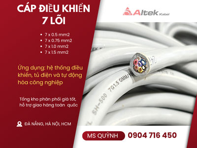 Cáp 7x0.5, 7x0.75, 7x1.0, 7x1.5 dùng cho tự động hóa, thang máy sẵn kho Đà Nẵng, Hà Nội 2