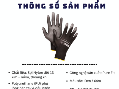 Găng Tay Lao Động Phủ PU PF550 Bền Bỉ, Ôm Tay Chống Trượt Tối Ưu 0