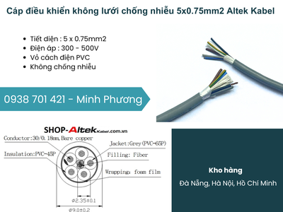 Cáp điều khiển không lưới chống nhiễu 5x0.75mm2 Altek Kabel Bình Định, Quảng Trị 1